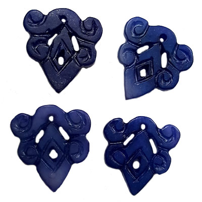 JADE SMALL PENDANT LUCKY 24X28MM BLUE (4 PCS)